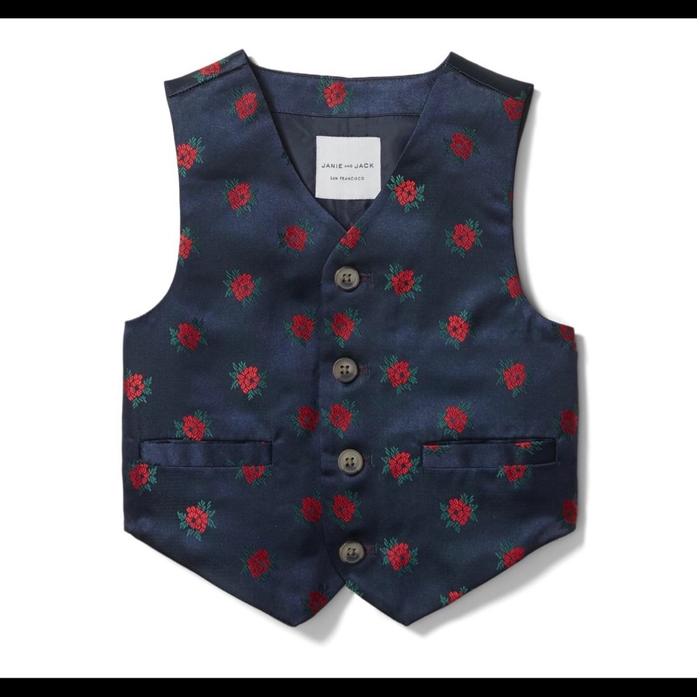 ROSE JACQUARD SUIT VEST / SIZE 4 /COLOR Dark Marine Rose Print.